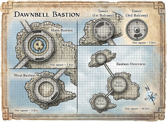 Dungeon #172 - Legacy of 10; Dawnbell Bastion (Digital DM & Player Maps)