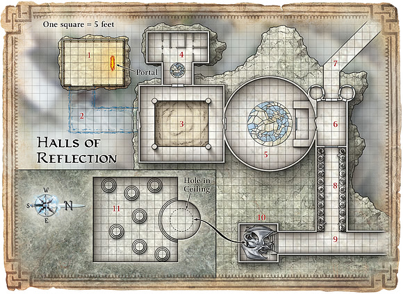 Dungeon #173 - Those Once Loyal; Halls of Reflection (Digital DM & Player Maps)