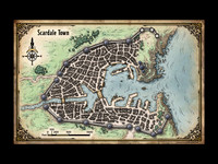 Adventures in Faerûn; Scardale Town (Battle Map Print)