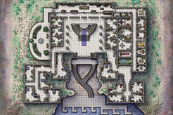Ravenloft: The Horrors Within; d'Honaire Estate - Main Floor (Battlemap Print)
