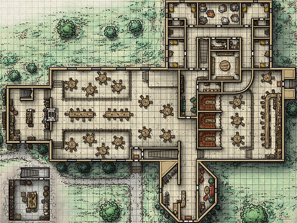 Ravenloft: The Horrors Within; Old Kartakan Inn - First Floor (Battlemap Print)