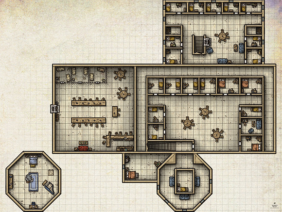 Ravenloft: The Horrors Within; Old Kartakan Inn - Upper Floor (Battlemap Print)